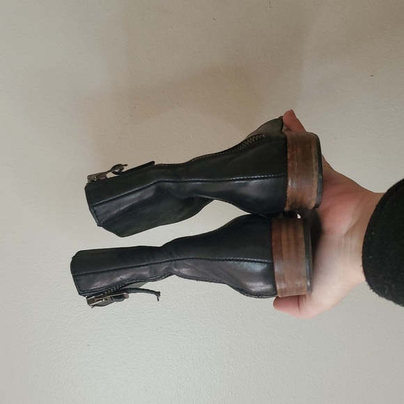 Uterque Vero Cuoio Black Leather Boots Size 37 Womens Zip Back - Picture 6 of 10